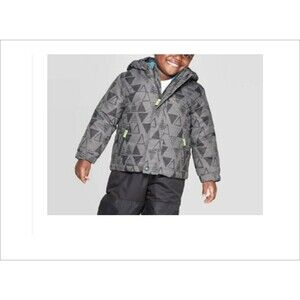 12mos All Weather 3 in 1 Jacket Gray Geometric Teal Toddler Cat Jack NEW